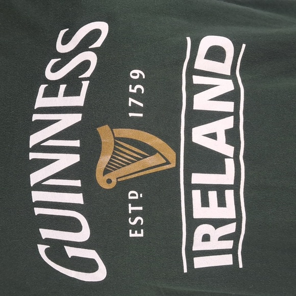 Guinness Ireland Official spellout logo graphic green XL relaxed fit t-shirt - Picture 3 of 7